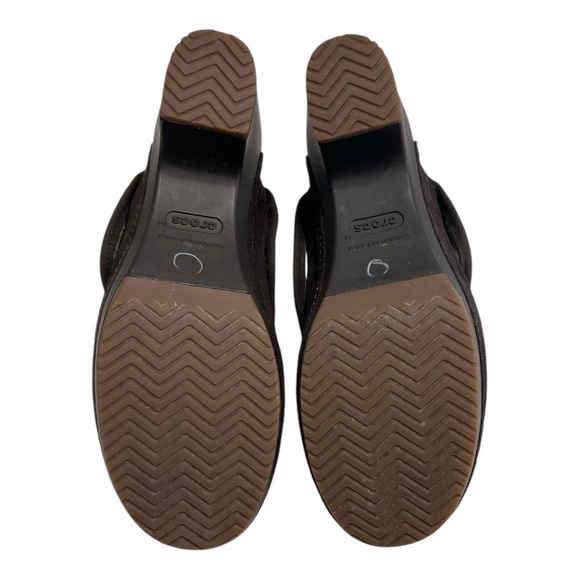 Crocs Sarah Suede Leather Clogs Chocolate 6W - Picture 5 of 6